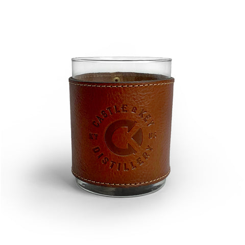 Clayton & Crume Brown Leather Wrapped Glass