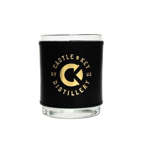 Clayton & Crume Black Leather Wrapped Glass